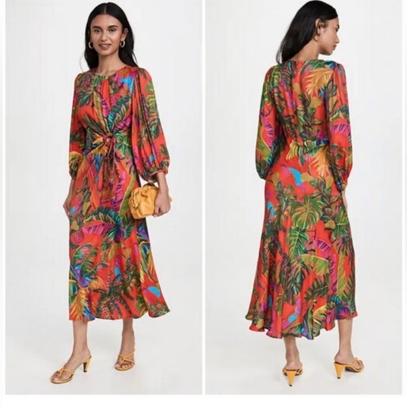 Farm Rio Red Floral midi Dress size S NWT - Picture 1 of 14